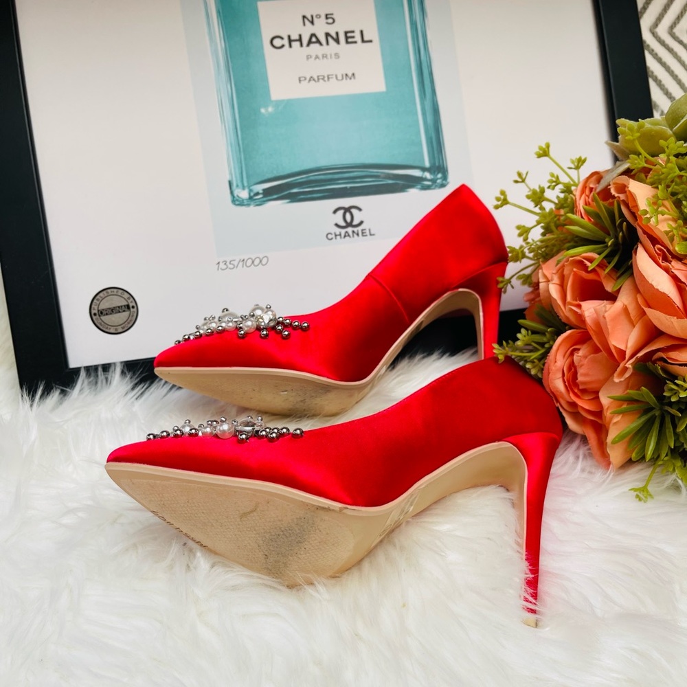 Embellished Red Satin Heel - Picture 8 of 9